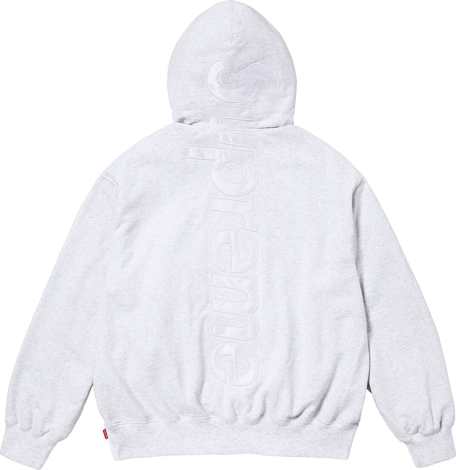 SATIN APPLIQUÉ HOODED SWEATSHIRT (ASH GREYXL) — La Suprema Calidad